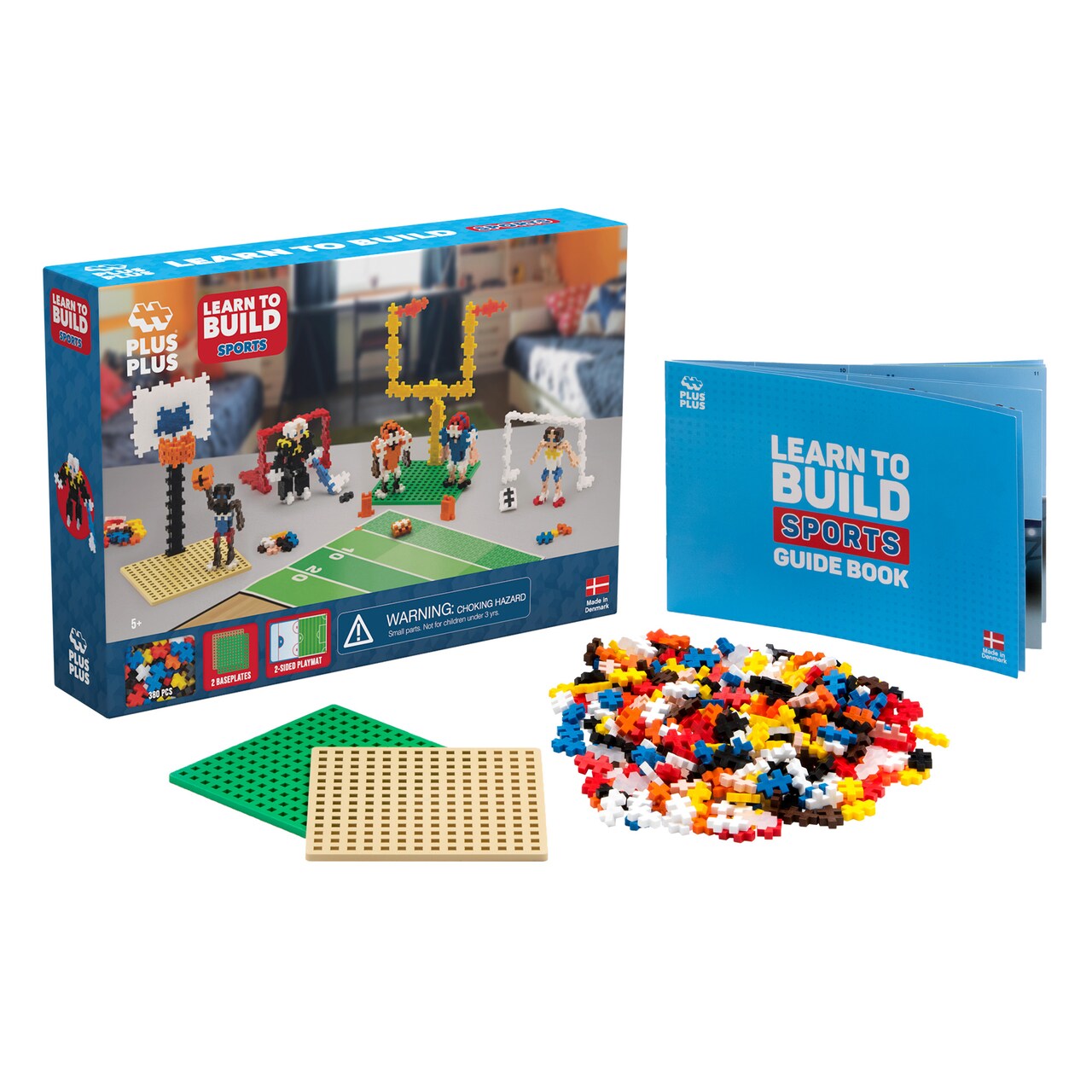 Plus-Plus: Learn to Build - Sports - 380 Piece Set - Build 4 Sports, 3D Construction Building STEM Toy, Interlocking Mini Puzzle Blocks, Kids Ages 5+